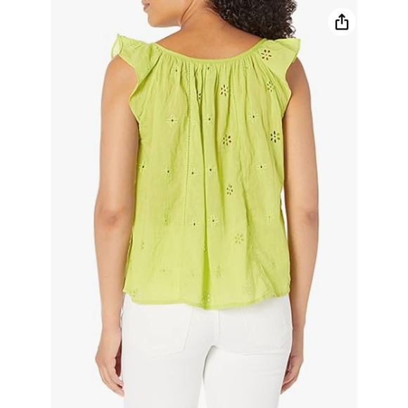 VELVET by GRAHAM & SPENCER NWT Coco Cotton Eyelet Ruffle Tank Blouse Top // L - Picture 13 of 14